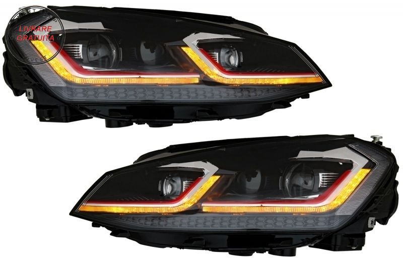 Faruri LED RHD VW Golf 7 VII (2012-2017) Facelift G7.5 GTI Look cu Semnal Dinamic- livrare gratuita