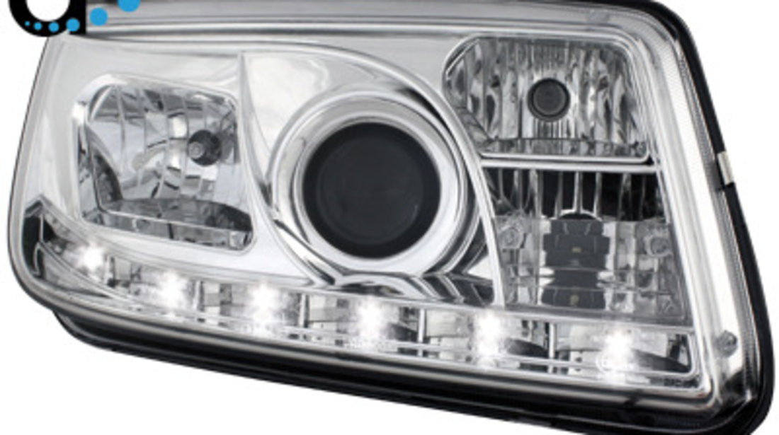 Faruri LED VW Bora 99-08 echipate cu lumina de zi LED crom