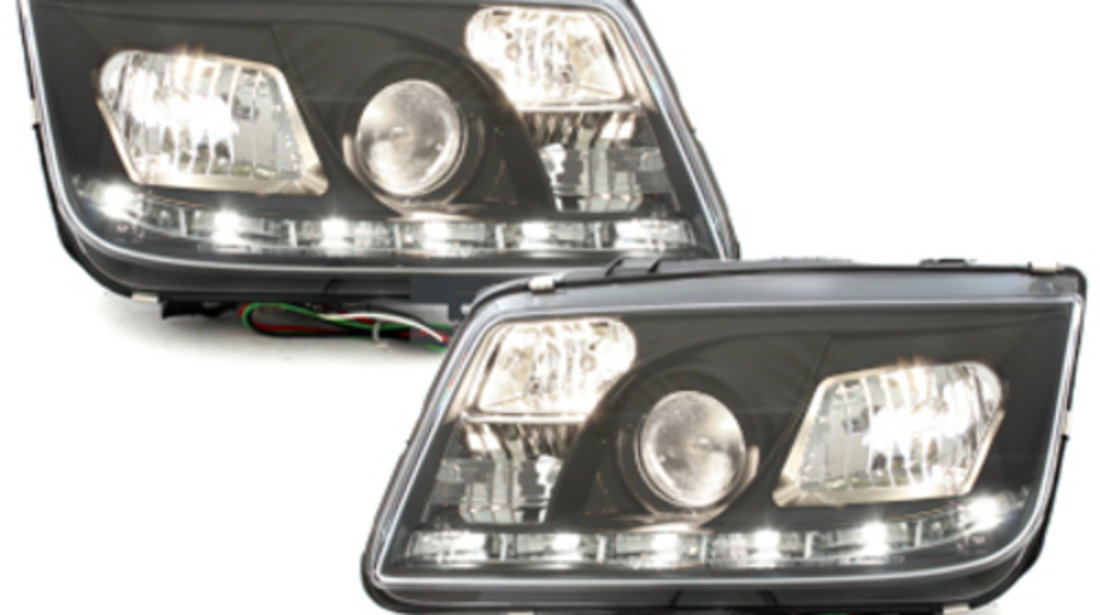 Faruri LED VW Bora 99-08 echipate cu lumina de zi LED negru