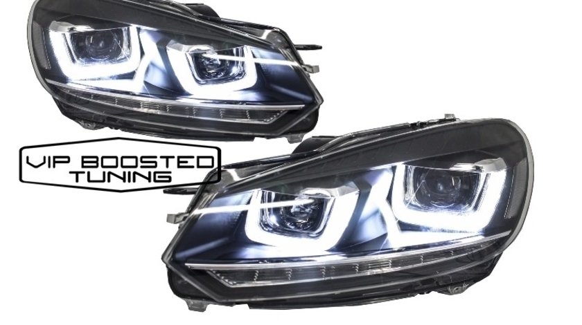 Faruri LED VW Golf 6 VI Golf 7 design 3D U Design Semnal LED Dinamic secvential