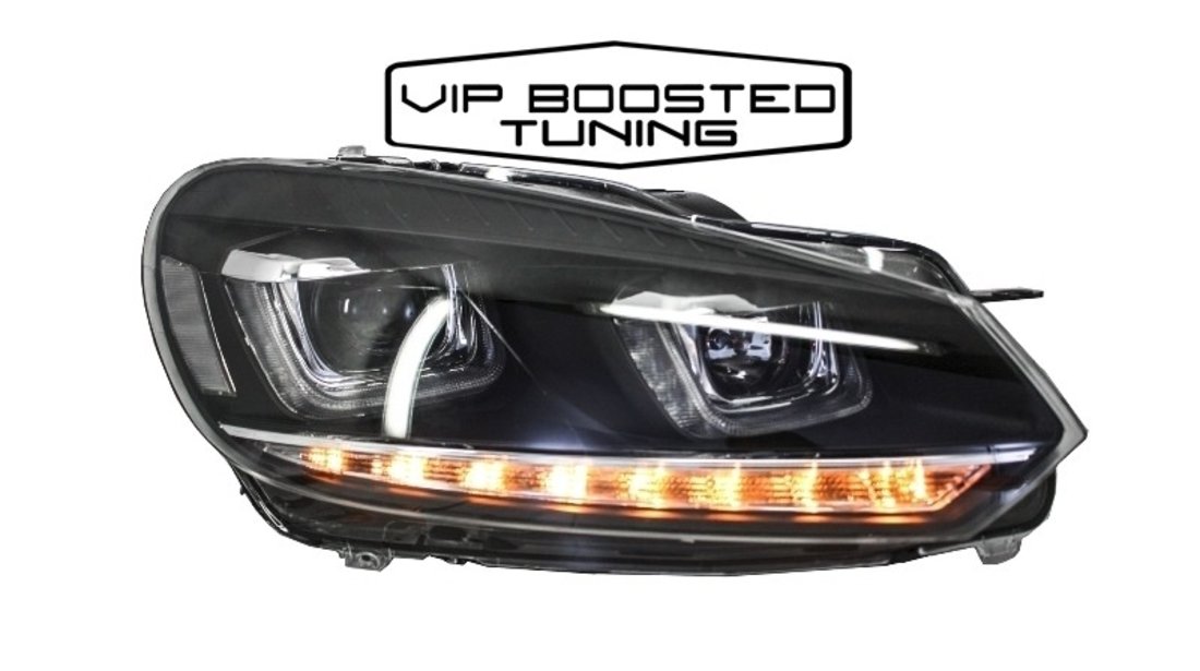 Faruri LED VW Golf 6 VI  Golf 7 design 3D U Design Semnal LED Dinamic secvential