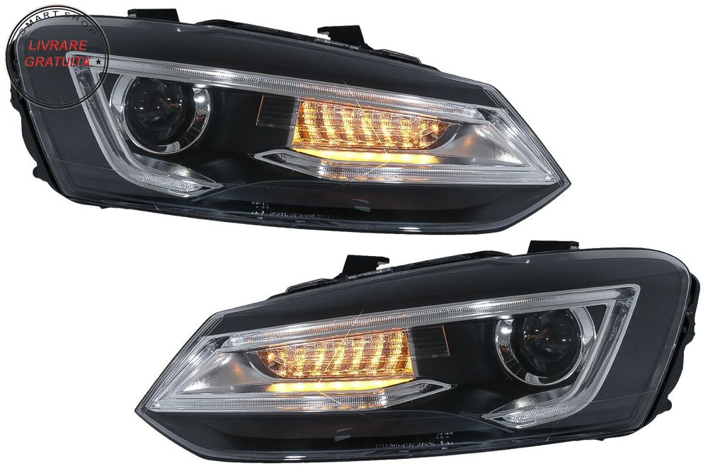 Faruri LED VW Polo MK5 6R 6C 61 (2011-2017) RHD Devil Eye Look- livrare gratuita