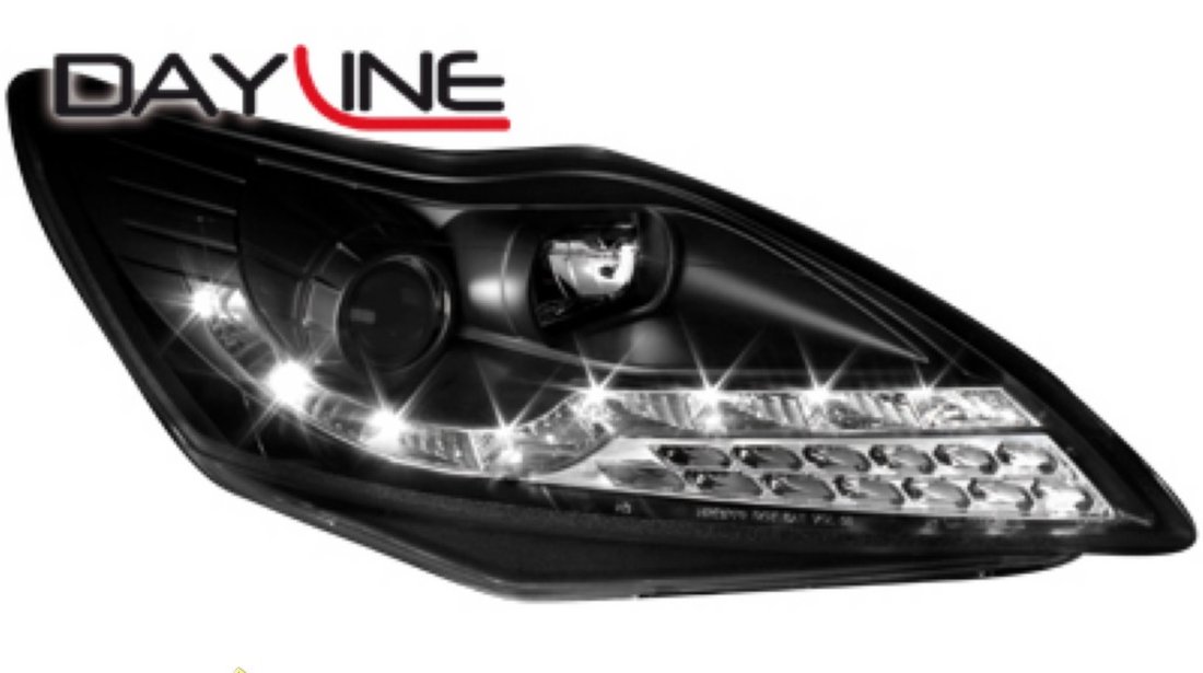 Bloodstained Accord Ooze Faruri Lupa DAYLINE Ford Focus 08 11 drl optic cu LED uri negru xenon  #143879