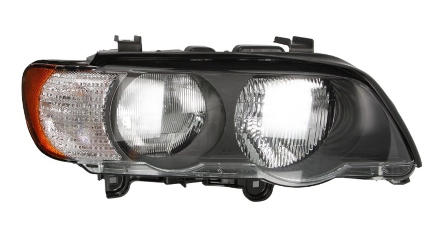 Faruri NOI BMW X5 E53, model 2000-2003, fundal negru, cu motor de reglaj