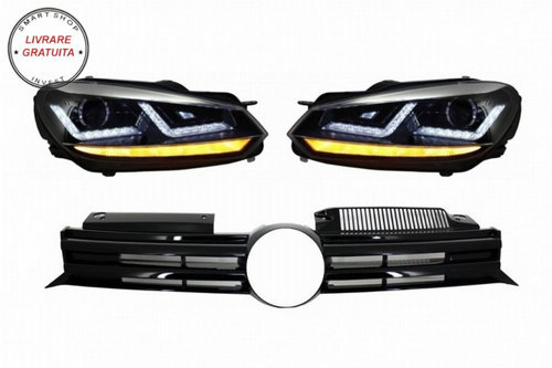 Faruri Osram LED Crom LEDriving Semnal Dinamic si Grila Centrala VW Golf 6 VI (200- livrare gratuita