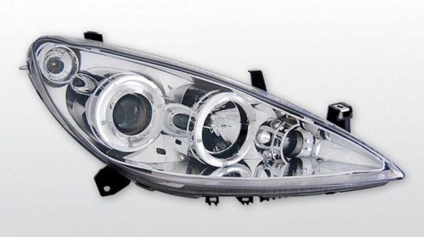 Faruri Peugeot 206 dupa 2002- Angel eyes Cromat