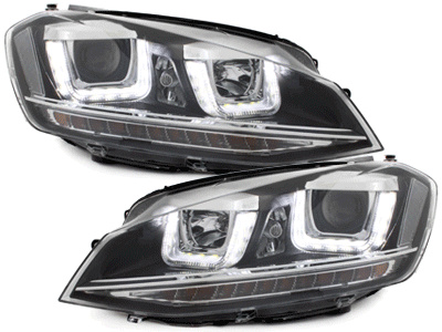 Faruri R-look compatibil cu VW Golf VII 7 2013+ 3D LED DRL SWV41ELGXB