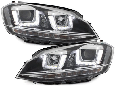 Faruri R-look compatibil cu VW Golf VII 7 2013+ 3D LED DRL SWV41ELGXB
