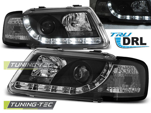 Faruri TRUE DRL BLACK compatibila AUDI A3 8L 08.96-08.00