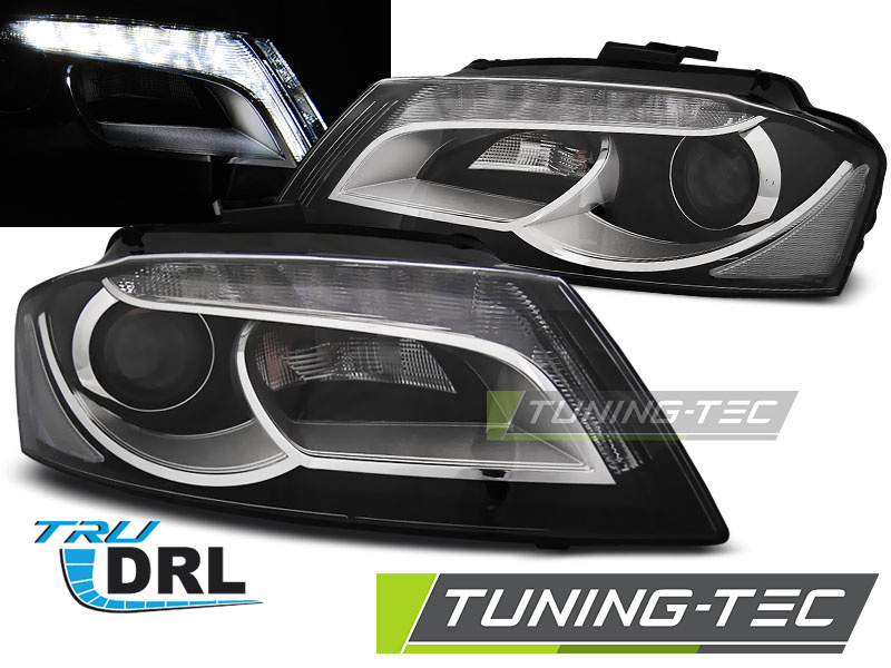 Faruri TRUE DRL BLACK compatibila AUDI A3 8P 08-12
