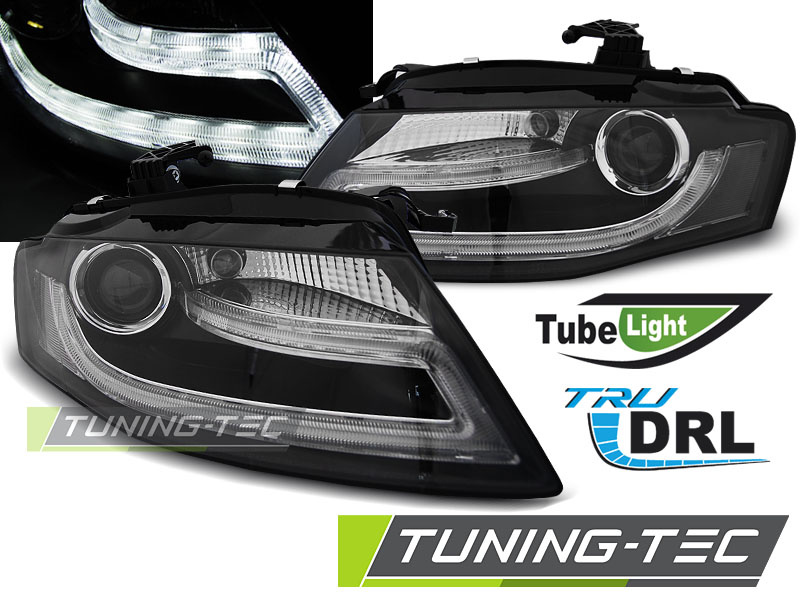 Faruri TRUE DRL BLACK compatibila AUDI A4 B8 04.08-11