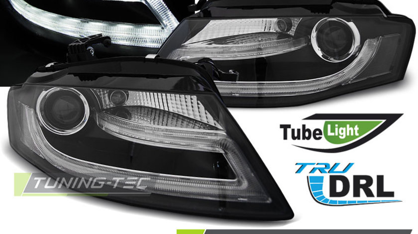 Faruri TRUE DRL BLACK compatibila AUDI A4 B8 04.08-11