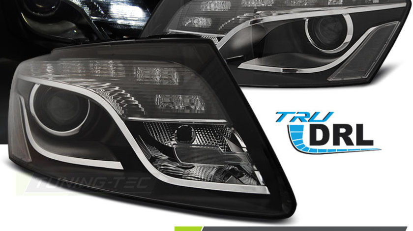 Faruri TRUE DRL BLACK compatibila AUDI Q5 11.08 - 09.12