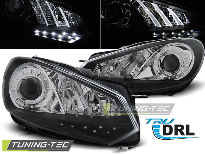 Faruri TRUE DRL BLACK compatibila VW GOLF 6 10.08- 12