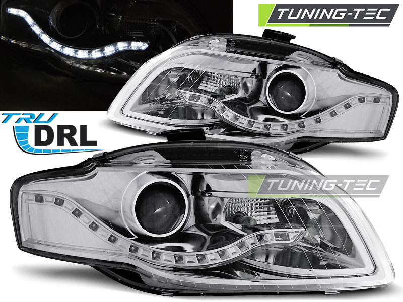 Faruri TRUE DRL Crom look compatibila AUDI A4 B7 11.04-03.08