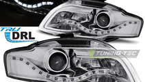 Faruri TRUE DRL Crom look compatibila AUDI A4 B7 1...