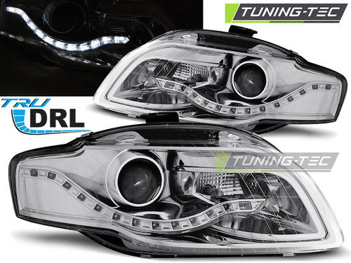 Faruri TRUE DRL Crom look compatibila AUDI A4 B7 11.04-03.08