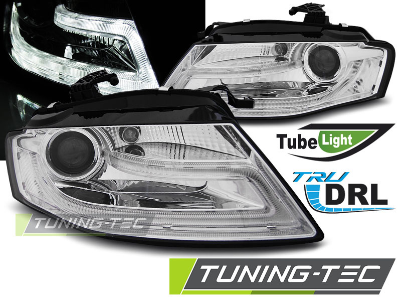 Faruri TRUE DRL Crom look compatibila AUDI A4 B8 04.08-11