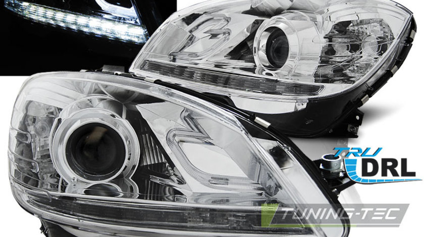 Faruri TRUE DRL Crom look compatibila MERCEDES W204 07-10