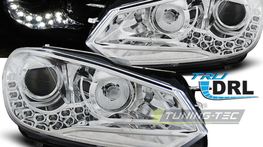 Faruri TRUE DRL Crom look compatibila VW GOLF 6 10.08-12