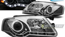 Faruri TRUE DRL Crom look compatibila VW PASSAT B6...