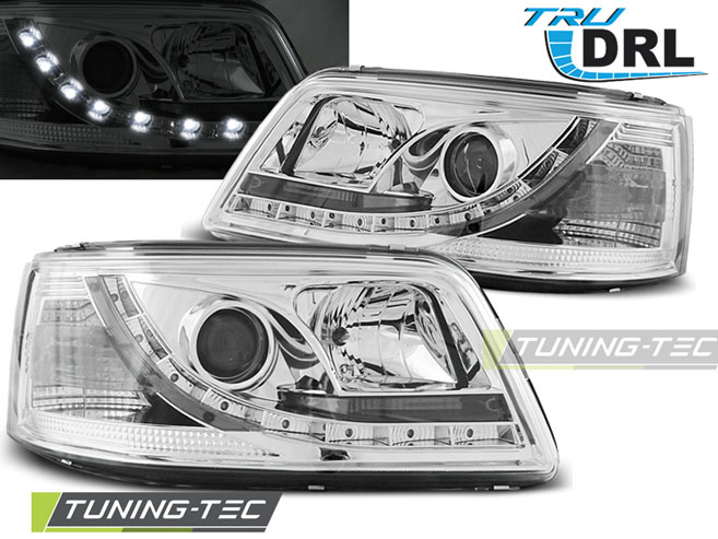 Faruri TRUE DRL Crom look compatibila VW T5 04.03-08.09