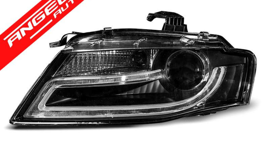 Faruri TRUE DRL Negru potrivite pentru AUDI A4 B8 04.08-11