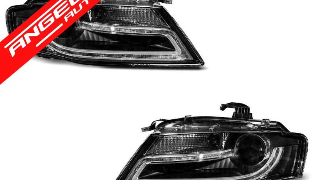 Faruri TRUE DRL Negru potrivite pentru AUDI A4 B8 04.08-11