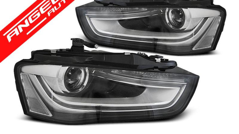 Faruri TRUE DRL Negru potrivite pentru AUDI A4 B8 12-15