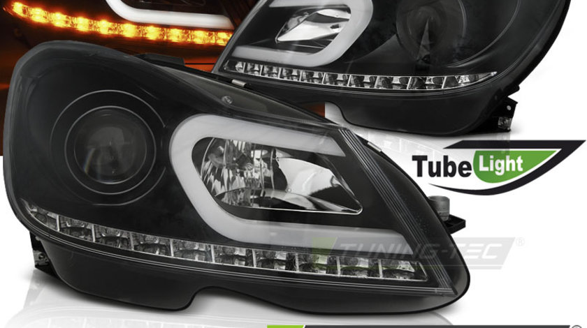 Faruri TUBE LIGHT BLACK compatibila MERCEDES W204 11-14