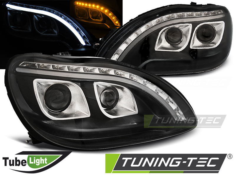 Faruri TUBE LIGHT BLACK compatibila MERCEDES W220 S-KLASA 09.98-05.05
