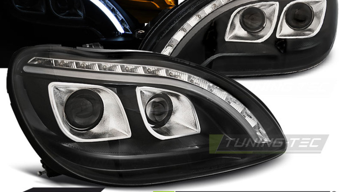 Faruri TUBE LIGHT BLACK compatibila MERCEDES W220 S-KLASA 09.98-05.05