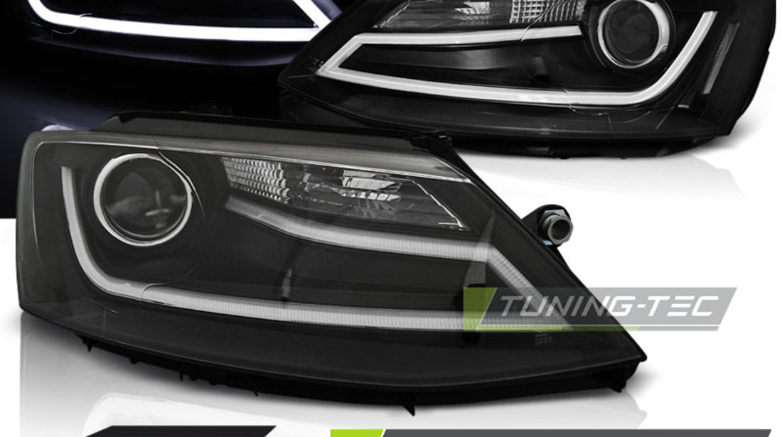 Faruri TUBE LIGHT BLACK compatibila VW JETTA VI 1.11-18