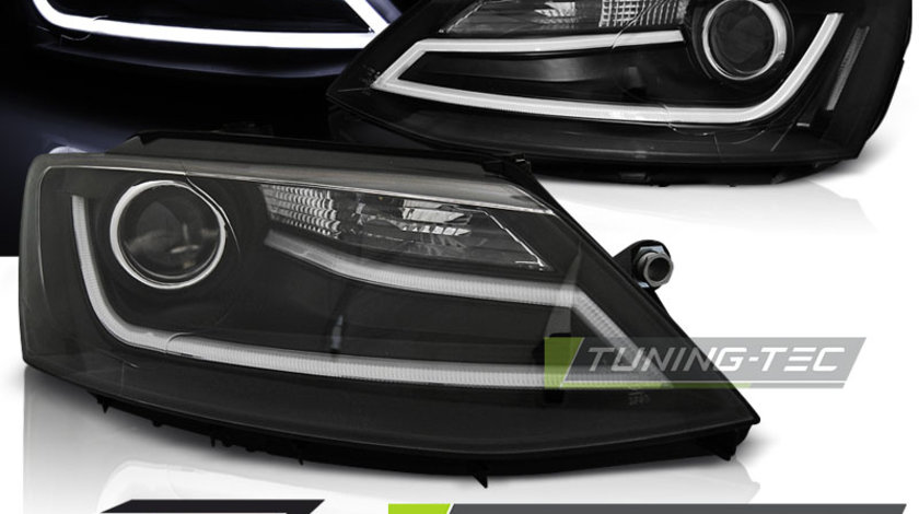 Faruri TUBE LIGHT BLACK compatibila VW JETTA VI 1.11-18