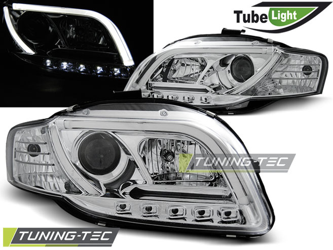 Faruri TUBE LIGHT Crom look compatibila AUDI A4 B7 11.04-03.08