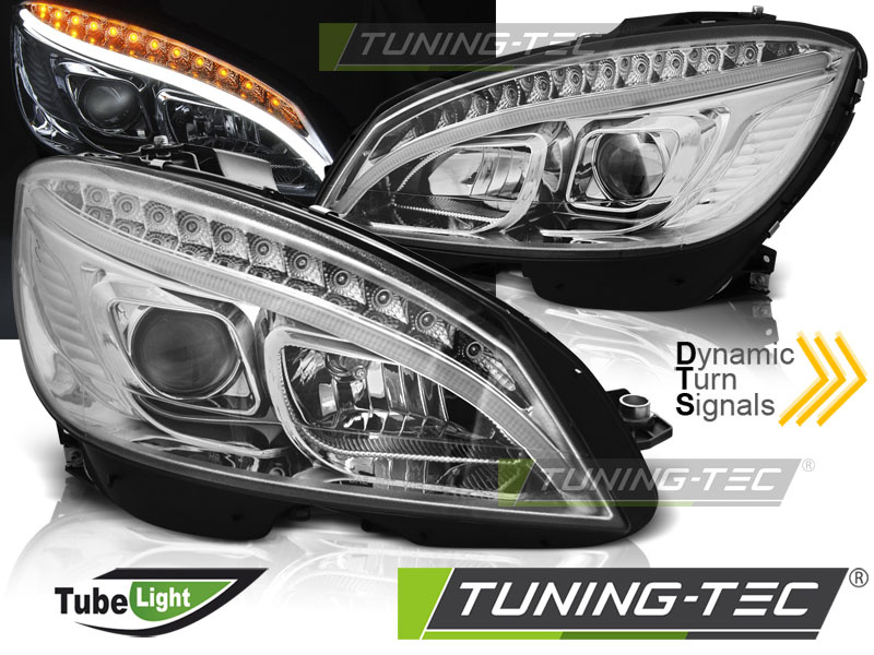 Faruri TUBE LIGHT Crom look SEQ compatibila MERCEDES W204 07-10