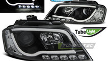 Faruri TUBE LIGHT DRL BLACK compatibila AUDI A3 8P...