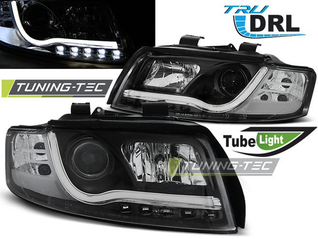 Faruri TUBE LIGHT DRL BLACK compatibila AUDI A4 10.00-10.04