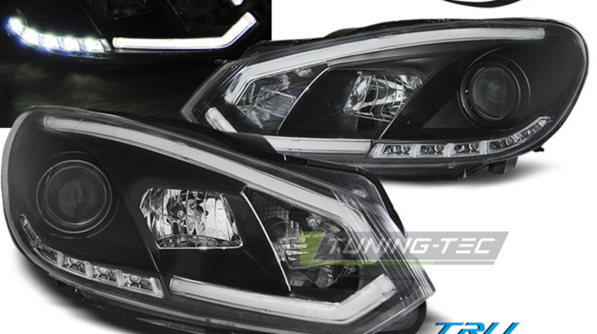 Faruri TUBE LIGHT DRL BLACK compatibila VW GOLF 6 10.08-12