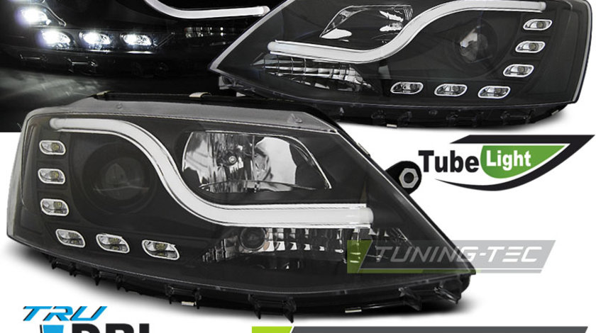 Faruri TUBE LIGHT DRL BLACK compatibila VW JETTA VI 1.11-18