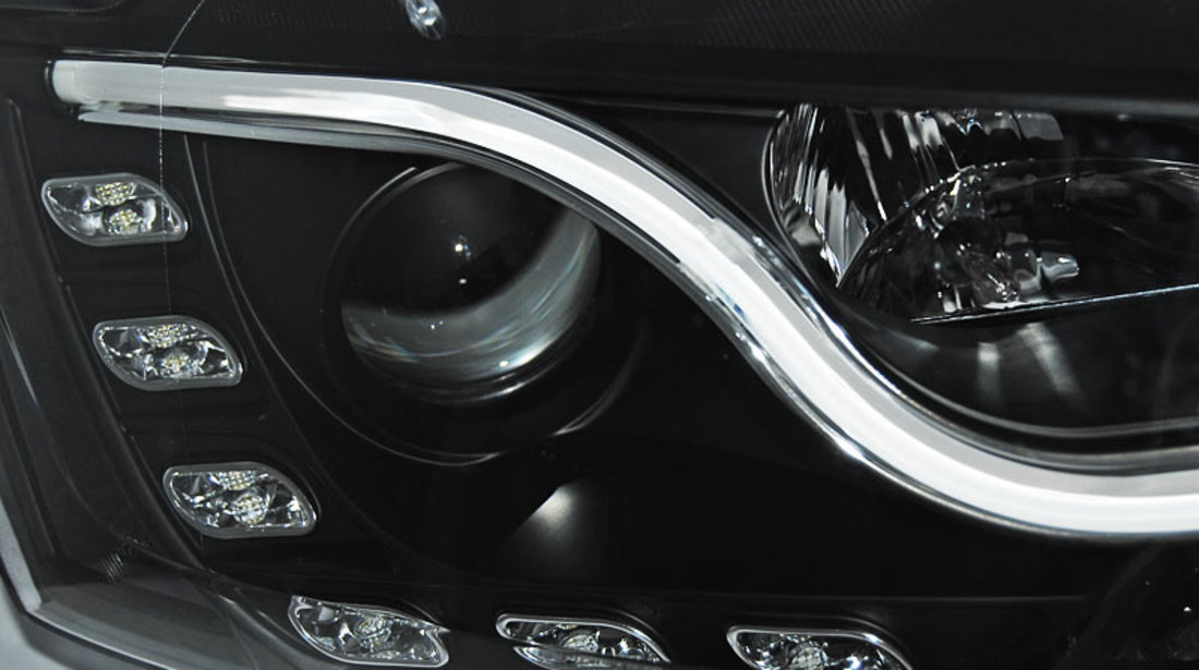 Faruri TUBE LIGHT DRL BLACK compatibila VW JETTA VI 1.11-18