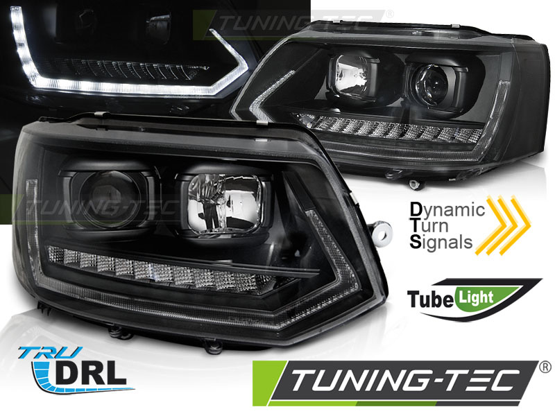 Faruri TUBE LIGHT DRL BLACK SEQ compatibila VW T5 2010-2015