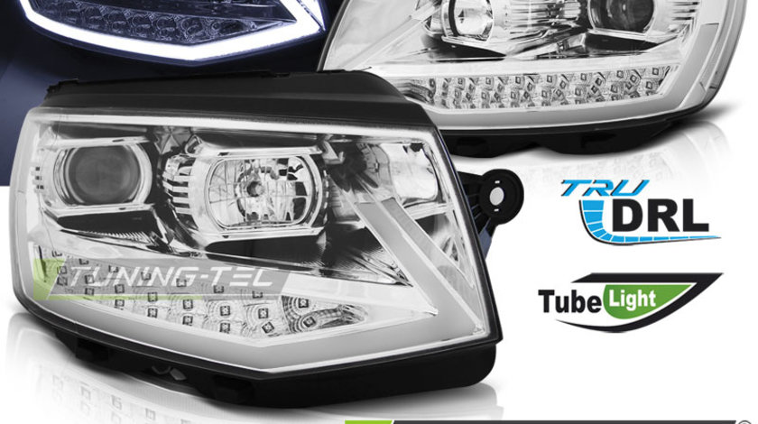 Faruri TUBE LIGHT DRL Crom look compatibila VW T6 15-19