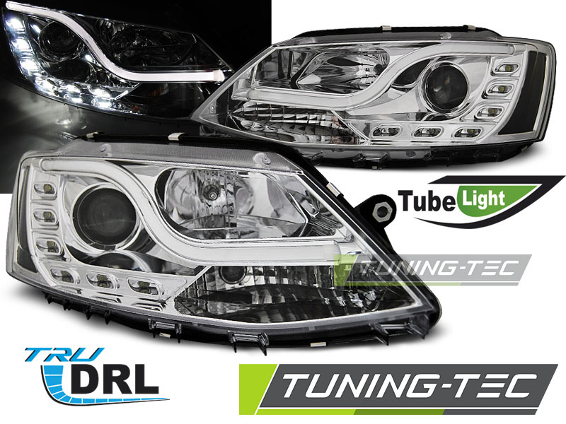 Faruri TUBE LIGHT DRL Crom look compatibila VW JETTA VI 1.11-18