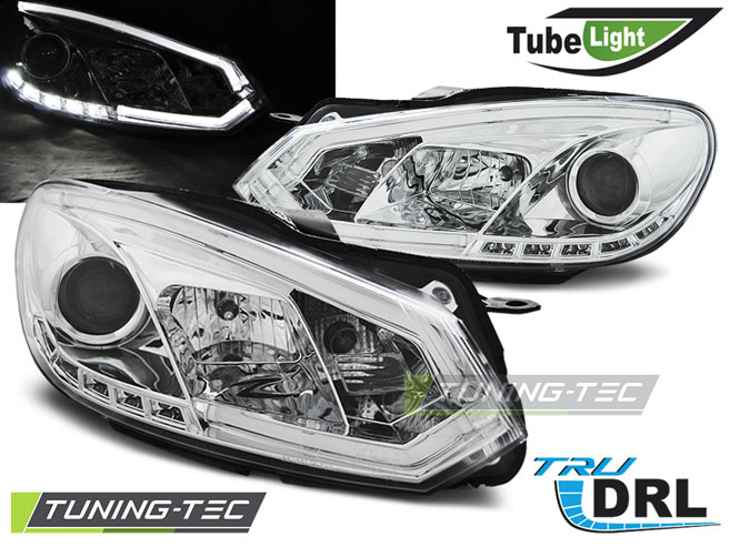 Faruri TUBE LIGHT DRL Crom look compatibila VW GOLF 6 10.08-12