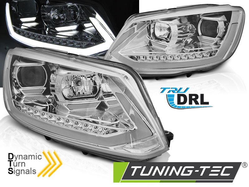 Faruri TUBE LIGHT DRL Crom look SEQ compatibila VW TOURAN II 08.10-15