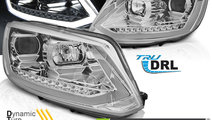 Faruri TUBE LIGHT DRL Crom look SEQ compatibila VW...