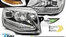 Faruri TUBE LIGHT DRL Crom look SEQ compatibila VW...