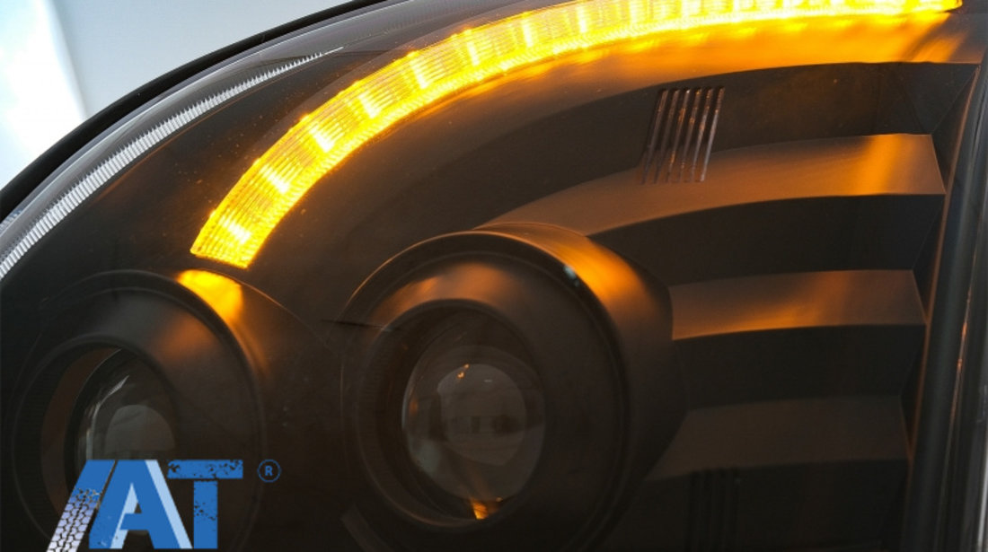 Faruri TUBE LIGHT LED compatibil cu TOYOTA Land Cruiser FJ120 (2003-2009) Negru cu Semnal Dinamic LHD