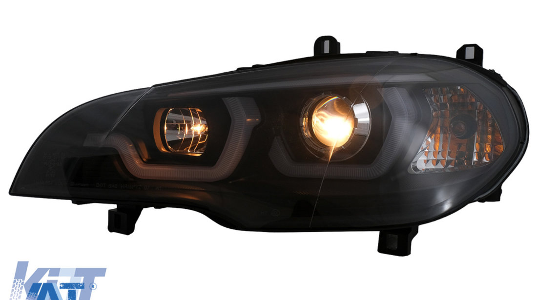 Faruri Tube Light LED DRL Angel Eyes compatibil cu BMW X5 E70 (2007-2013) Negru